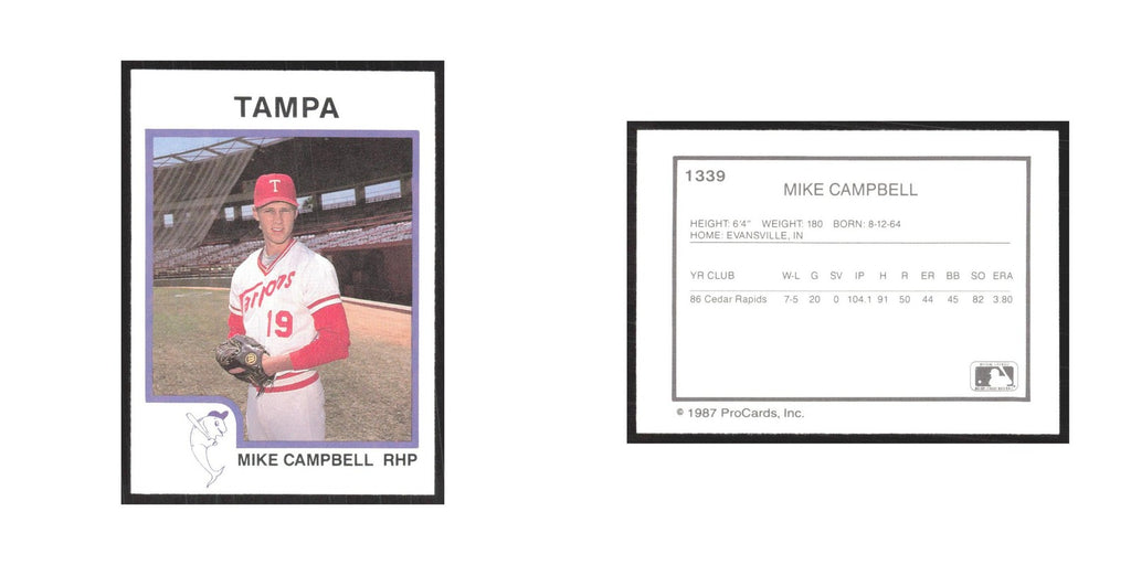 1987 ProCards Minor League Mike Campbell Tampa Tarpons #1339