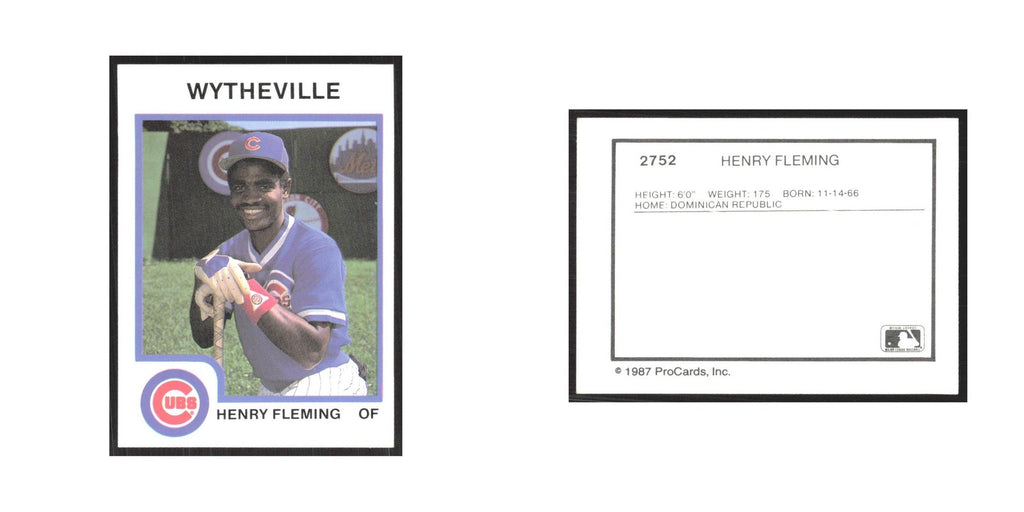 1987 ProCards Minor League Henry Fleming Wytheville Cubs #2752
