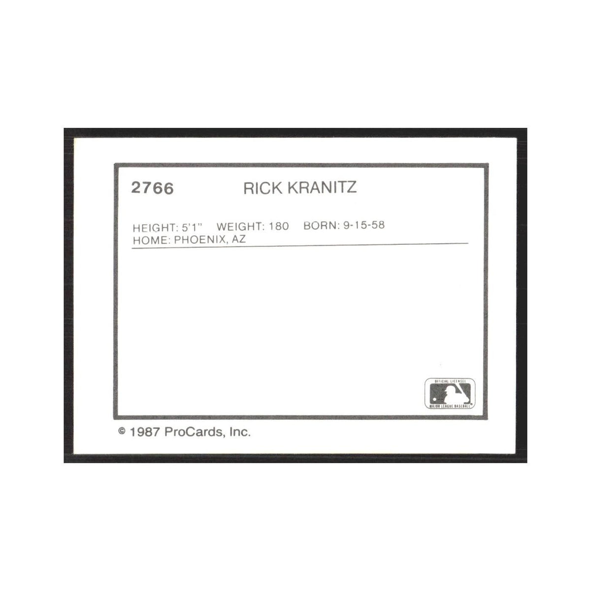 1987 ProCards Minor League Rick Kranitz Wytheville Cubs #2766