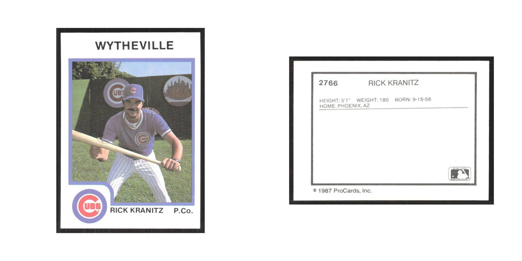 1987 ProCards Minor League Rick Kranitz Wytheville Cubs #2766