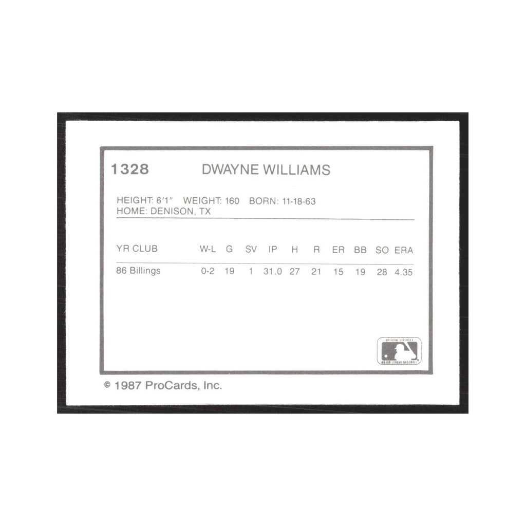 1987 ProCards Minor League Dwayne Williams Tampa Tarpons #1328