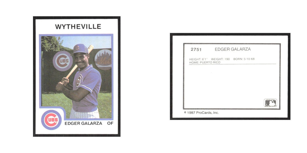 1987 ProCards Minor League Edger Galarza Wytheville Cubs #2751