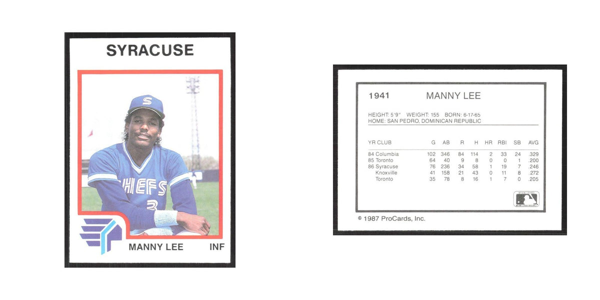 1987 ProCards Minor League Manny Lee Syracuse Chiefs #1941