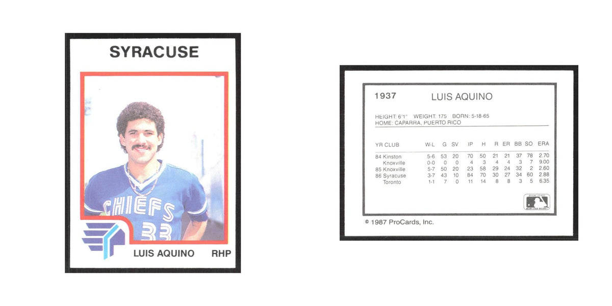 1987 ProCards Minor League Luis Aquino Syracuse Chiefs #1937