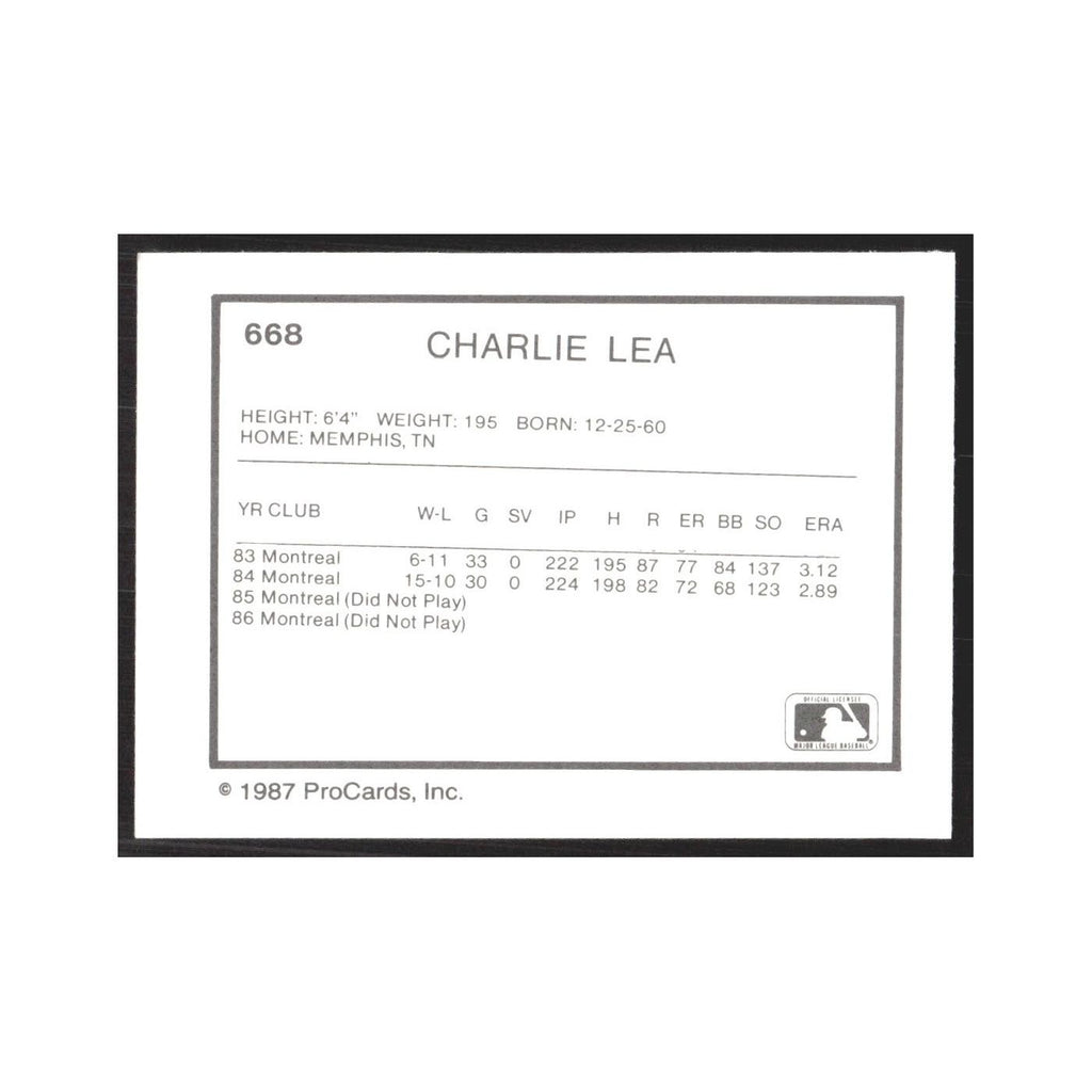 1987 ProCards Minor League Charlie Lea West Palm Beach Expos #668
