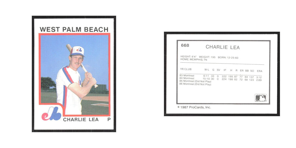 1987 ProCards Minor League Charlie Lea West Palm Beach Expos #668
