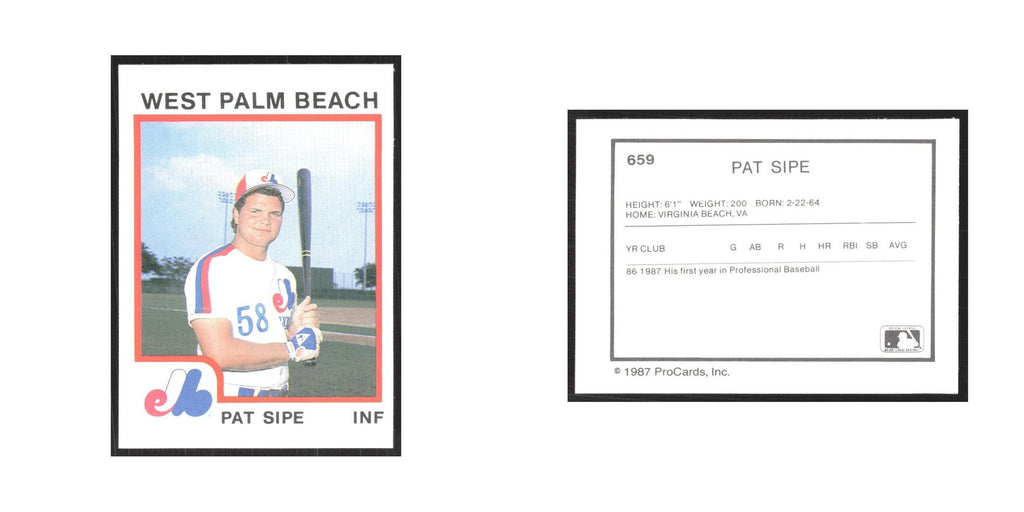 1987 ProCards Minor League Pat Sipe West Palm Beach Expos #659