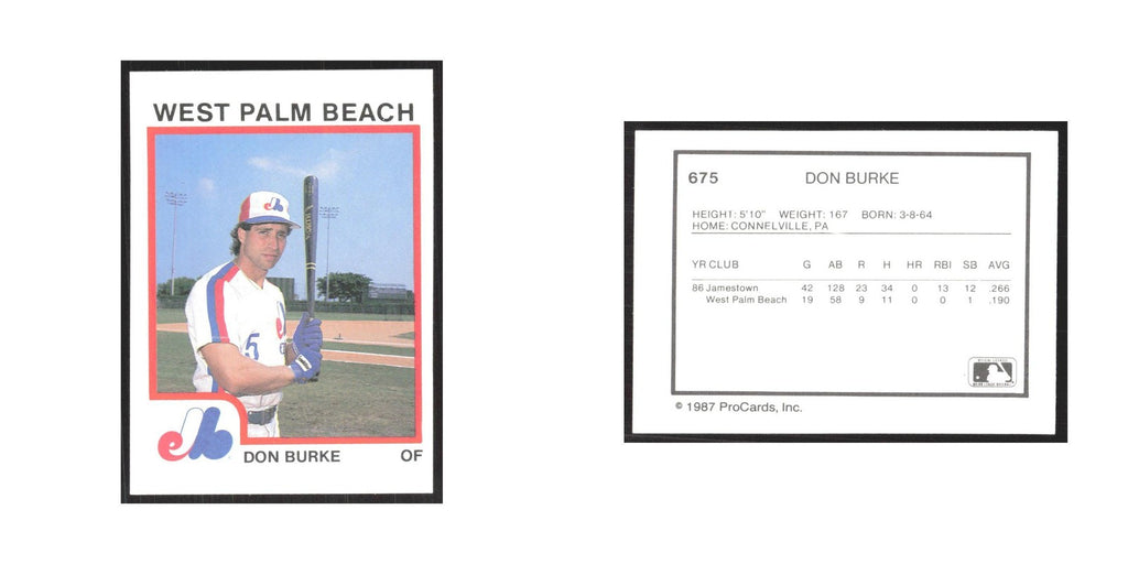 1987 ProCards Minor League Don Burke West Palm Beach Expos #675