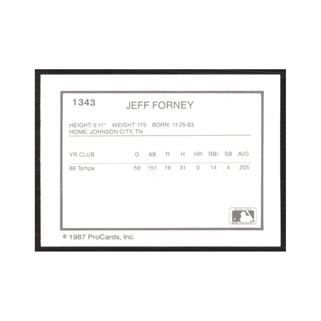 1987 ProCards Minor League Jeff Forney Tampa Tarpons #1343