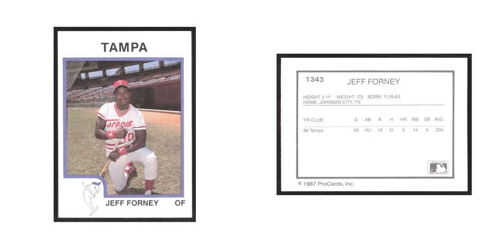1987 ProCards Minor League Jeff Forney Tampa Tarpons #1343