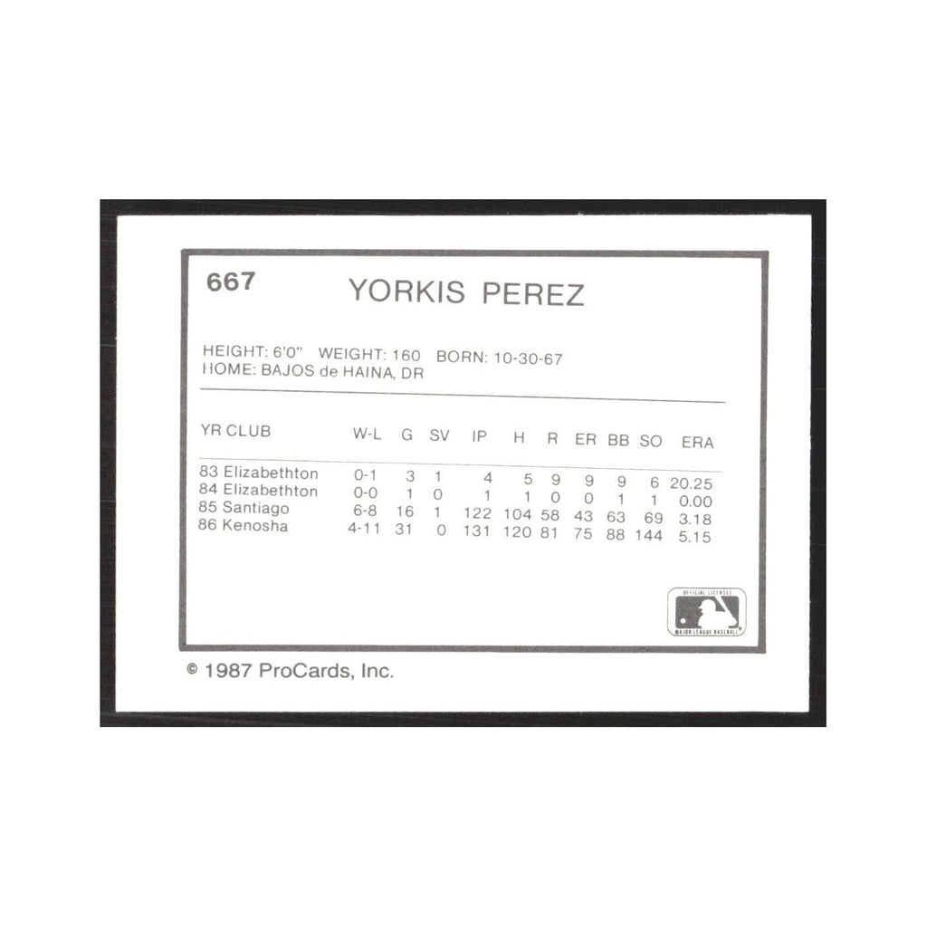 1987 ProCards Minor League Yorkis Perez West Palm Beach Expos #667
