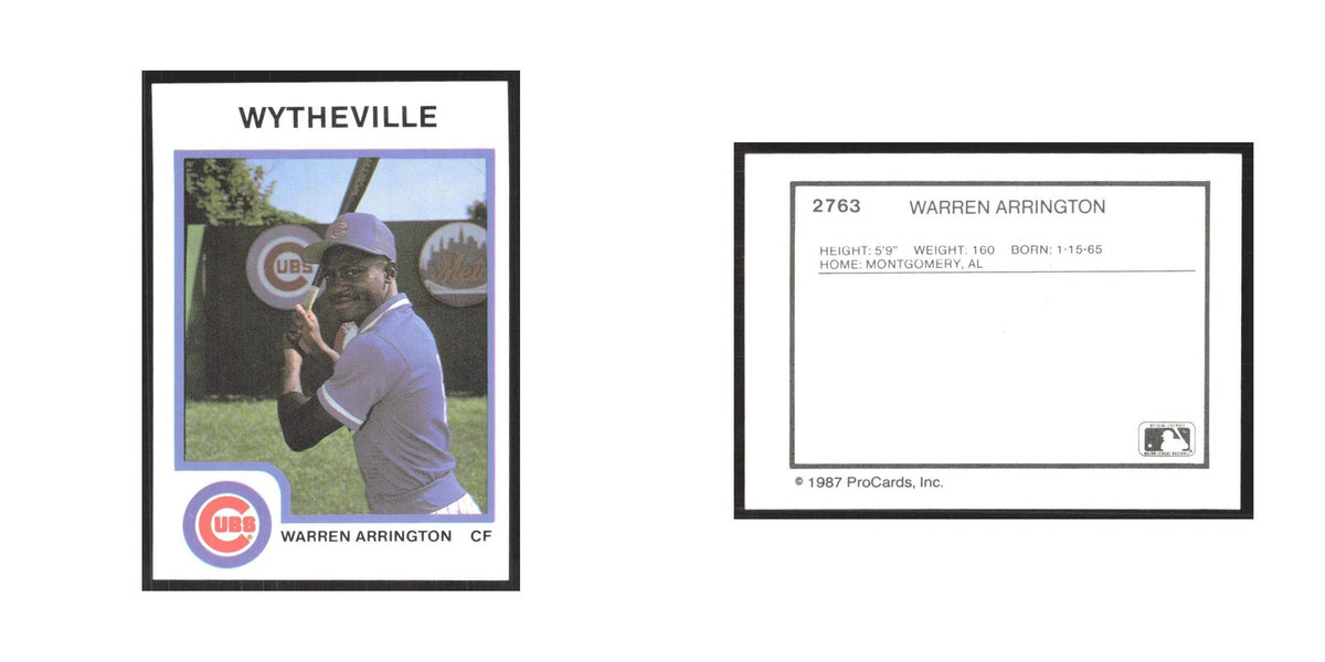 1987 ProCards Minor League Warren Arrington Wytheville Cubs #2763