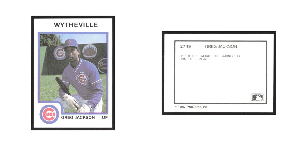 1987 ProCards Minor League Greg Jackson Wytheville Cubs #2749