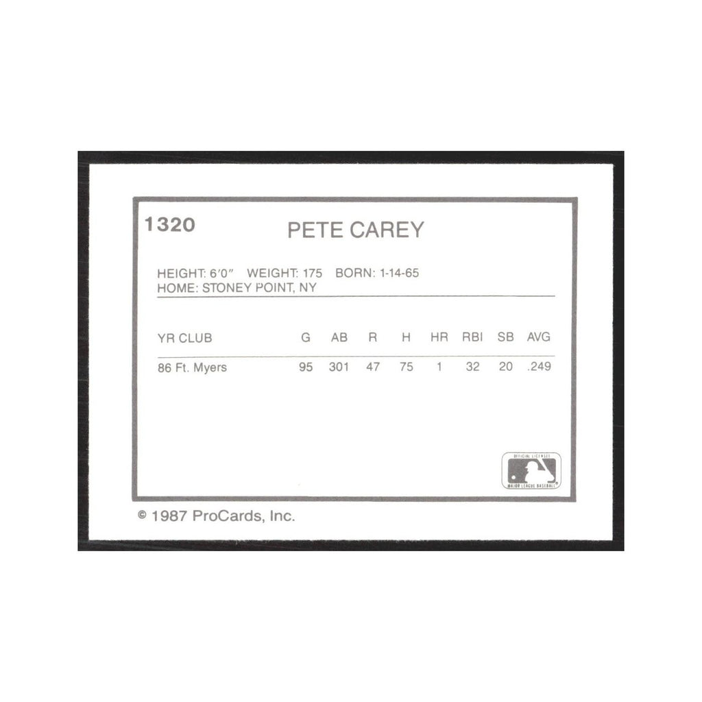 1987 ProCards Minor League Pete Carey Tampa Tarpons #1320
