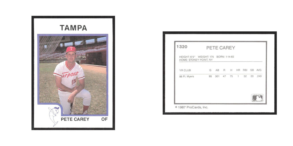 1987 ProCards Minor League Pete Carey Tampa Tarpons #1320