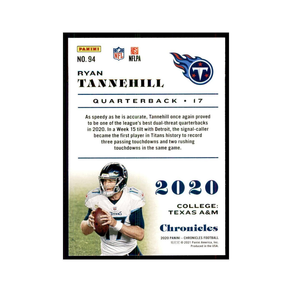 2020 Panini Chronicles Ryan Tannehill Titans #94