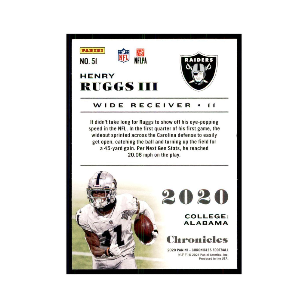 2020 Panini Chronicles Henry Ruggs III RC Raiders #51