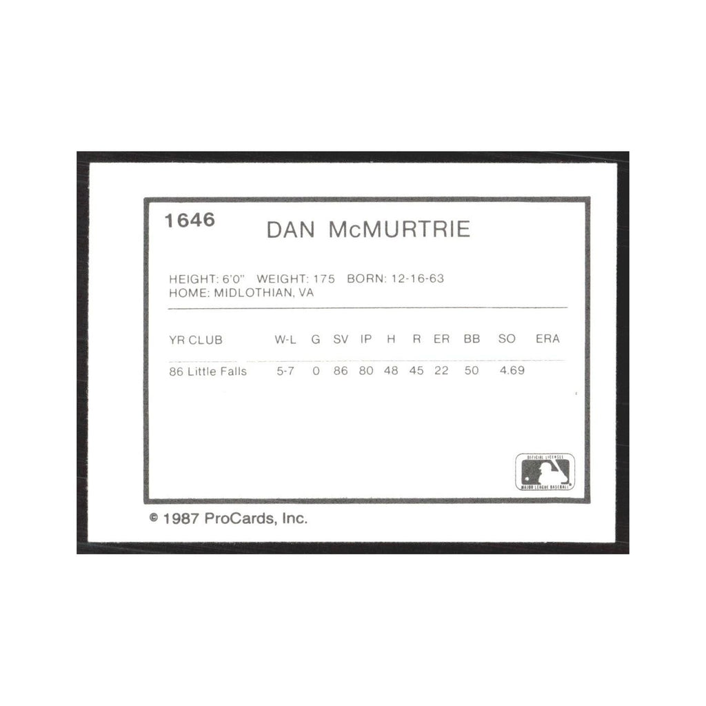 1987 ProCards Minor League Dan McMurtrie Columbia Mets #1646