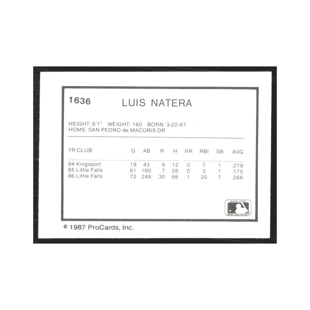 1987 ProCards Minor League Luis Natera Columbia Mets #1636