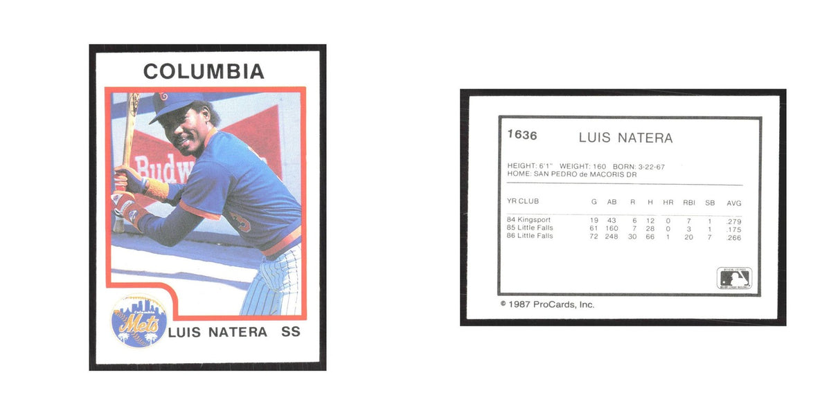 1987 ProCards Minor League Luis Natera Columbia Mets #1636
