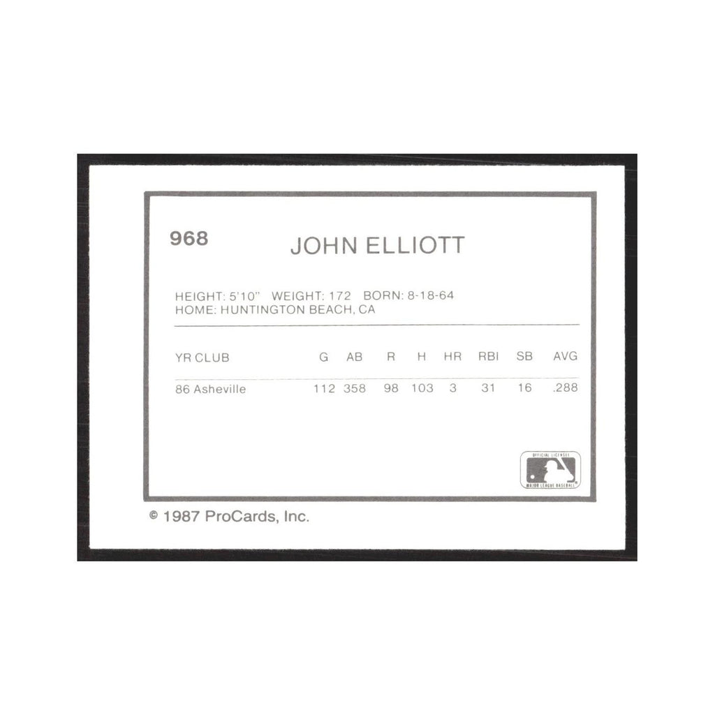 1987 ProCards Minor League John Elliott Osceola Astros #968