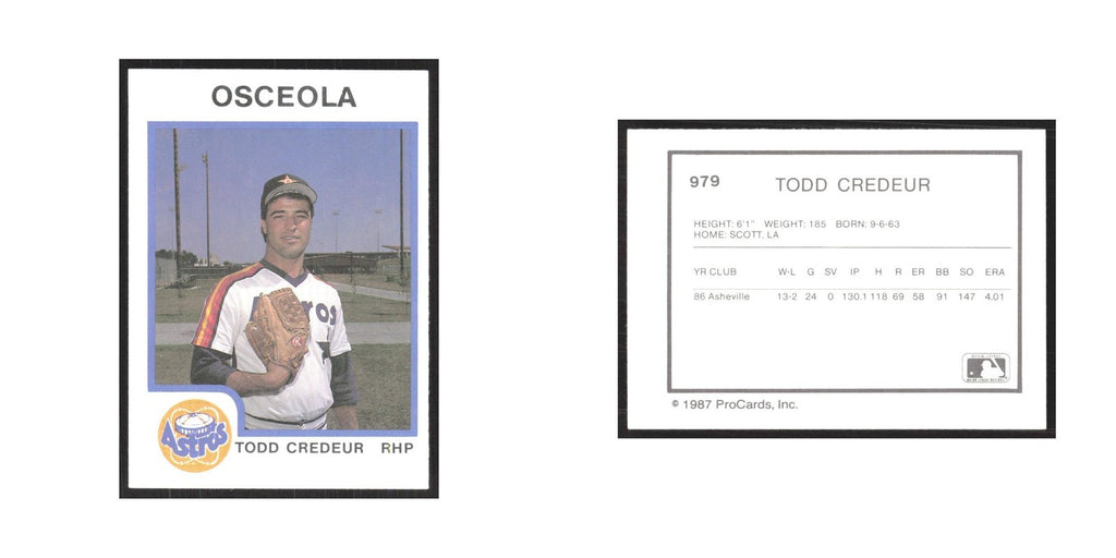 1987 ProCards Minor League Todd Credeur Osceola Astros #979