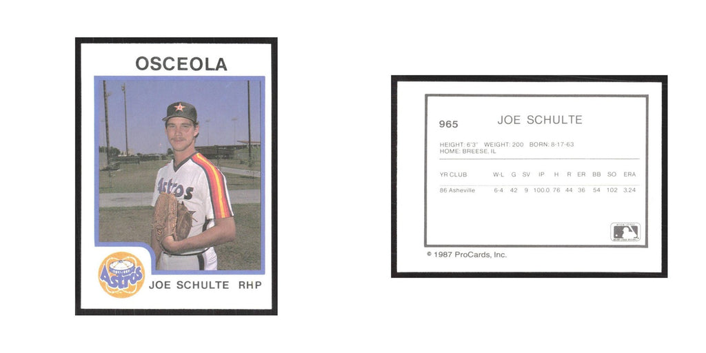 1987 ProCards Minor League Joe Schulte Osceola Astros #965