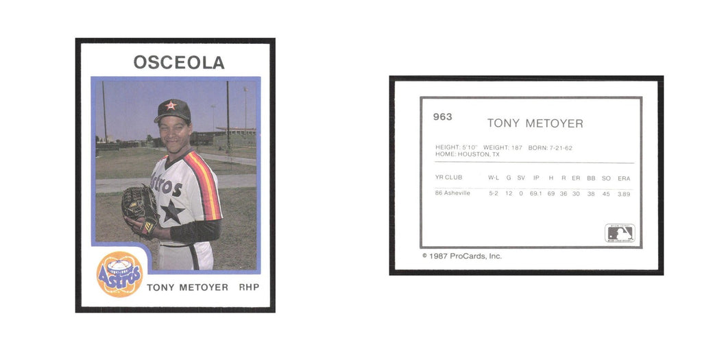 1987 ProCards Minor League Tony Metoyer Osceola Astros #963