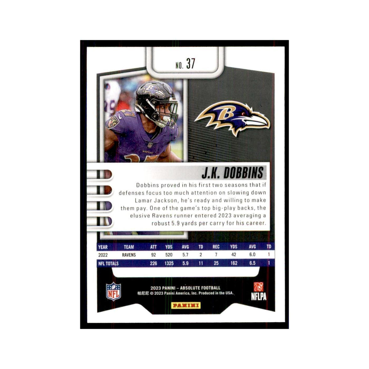 2023 Panini Absolute J.K. Dobbins Ravens #37