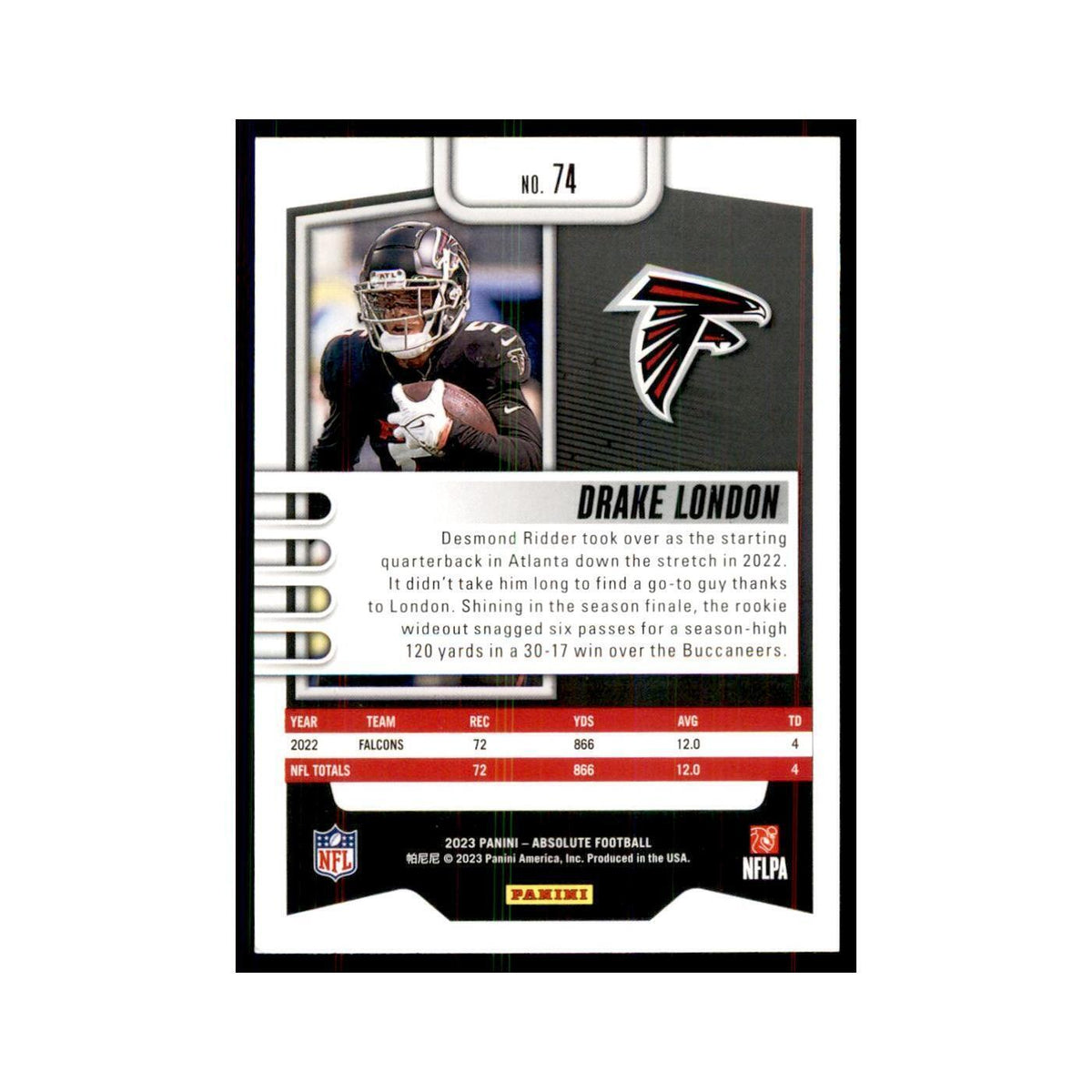 2023 Panini Absolute Drake London Falcons #74