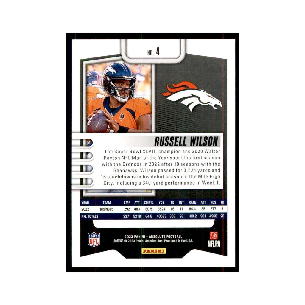 2023 Panini Absolute Russell Wilson Broncos #4