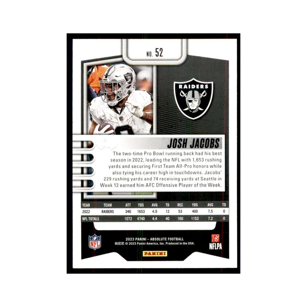 2023 Panini Absolute Josh Jacobs Raiders #52