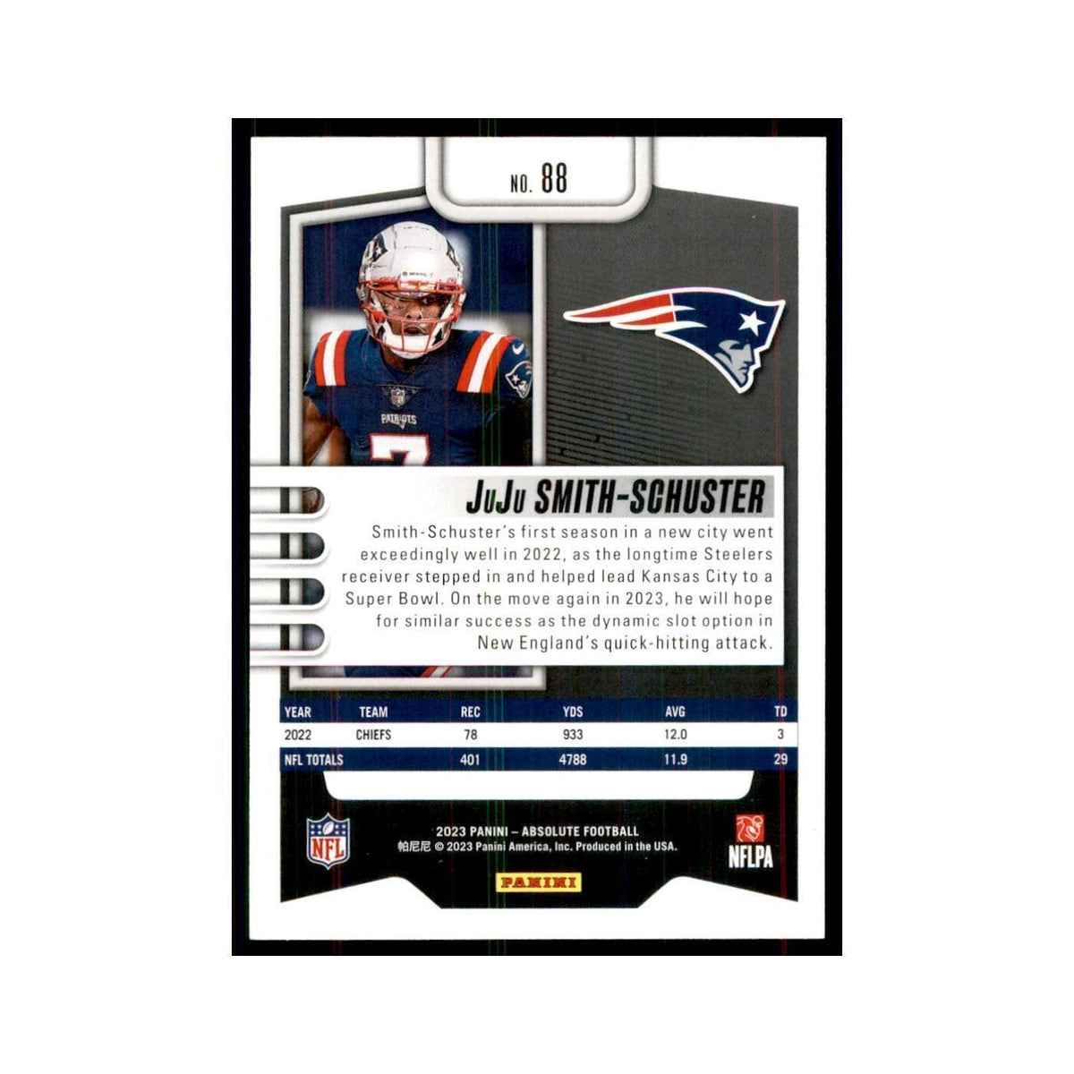 2023 Panini Absolute JuJu Smith-Schuster Patriots #88