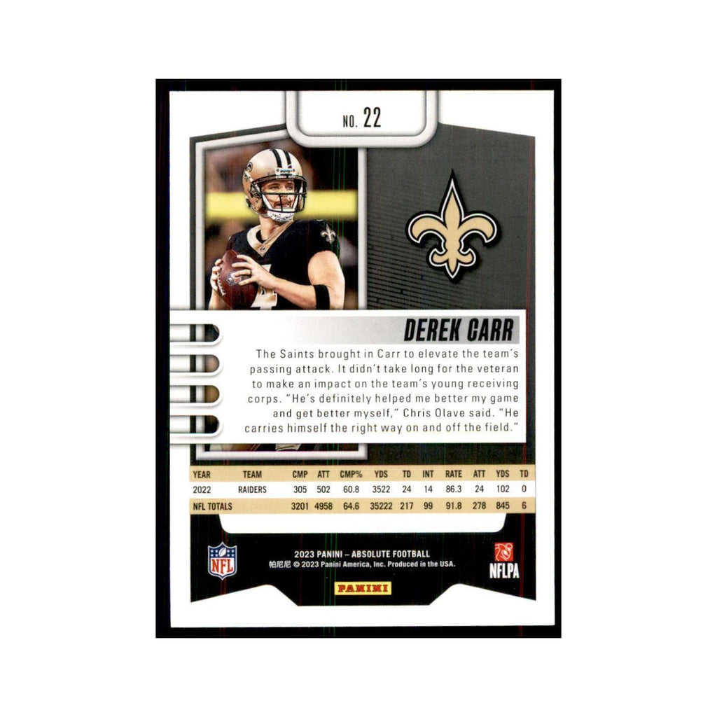 2023 Panini Absolute Derek Carr Saints #22