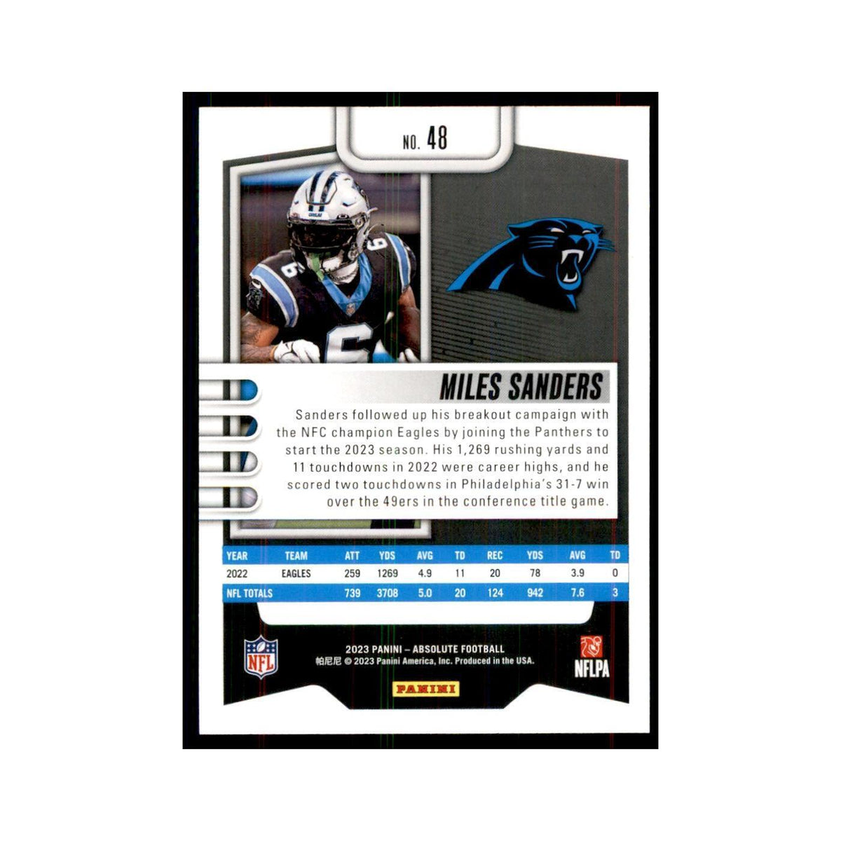 2023 Panini Absolute Miles Sanders Panthers #48