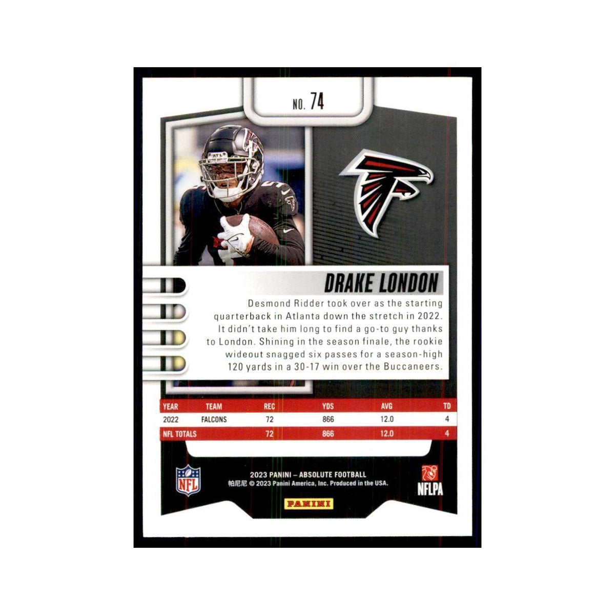 2023 Panini Absolute Drake London Falcons #74
