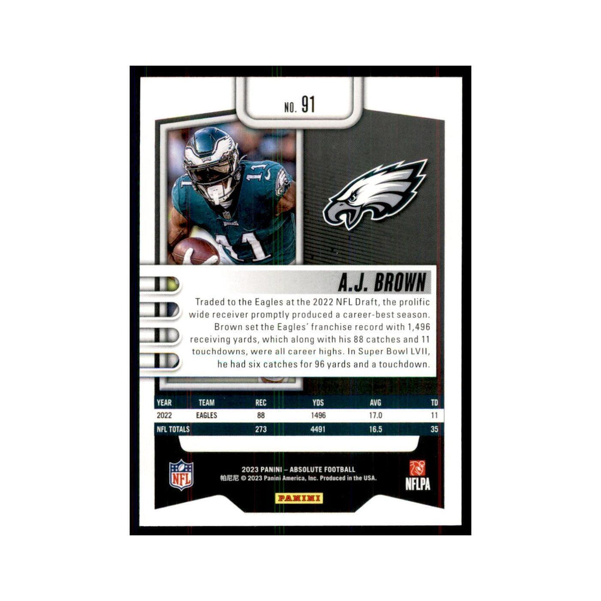 2023 Panini Absolute A.J. Brown Eagles #91