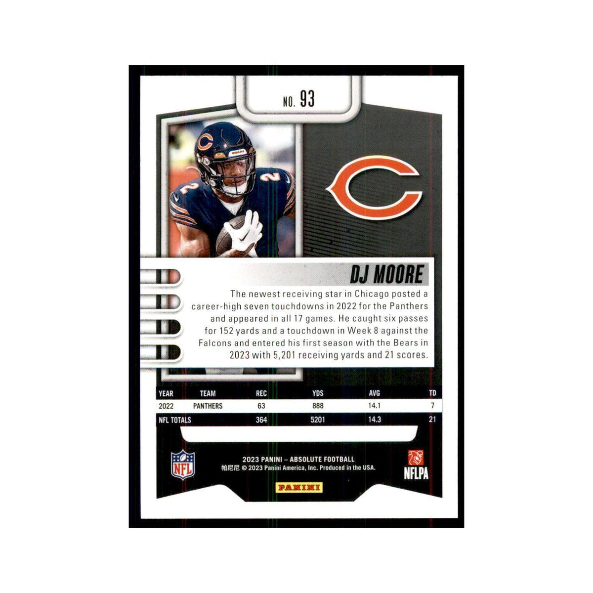 2023 Panini Absolute DJ Moore Bears #93