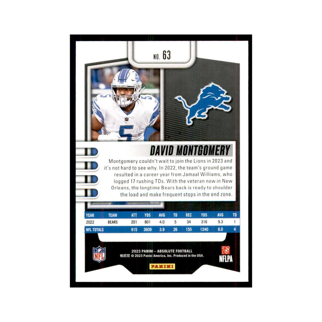 2023 Panini Absolute David Montgomery Lions #63