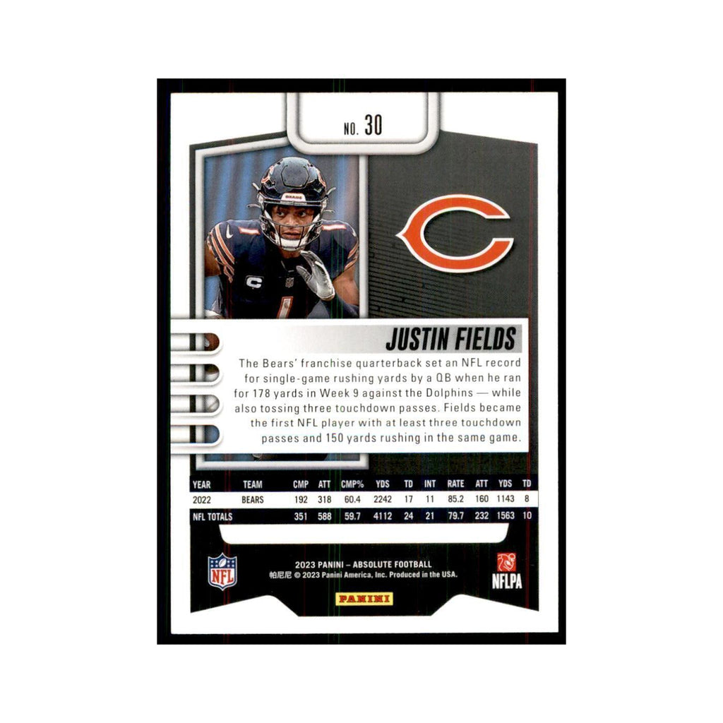 2023 Panini Absolute Justin Fields Bears #30