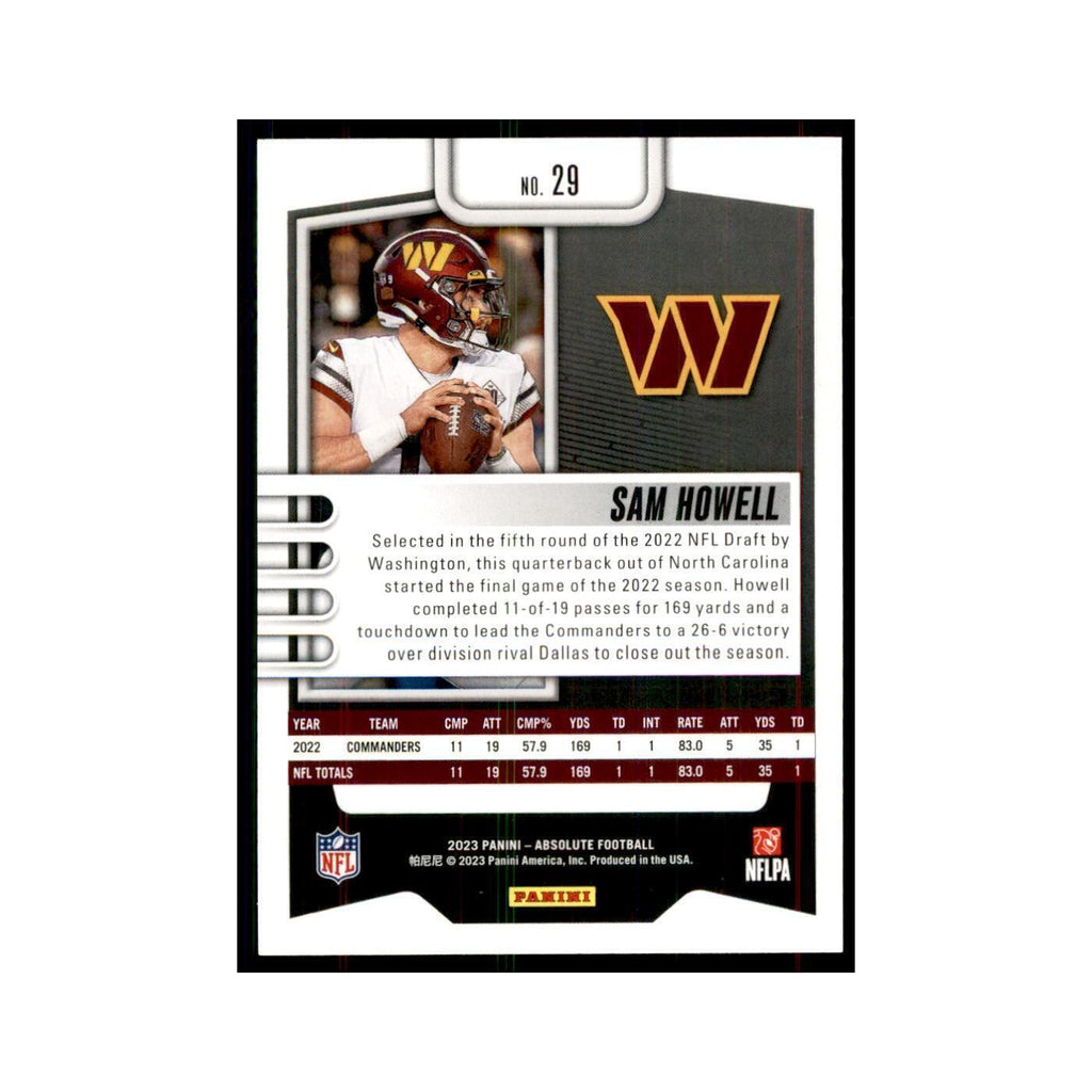 2023 Panini Absolute Sam Howell Commanders #29