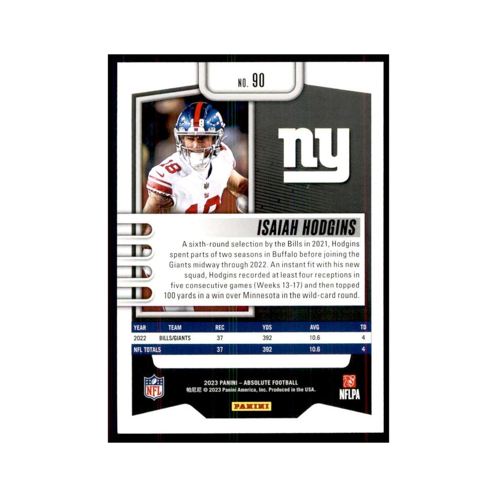 2023 Panini Absolute Isaiah Hodgins Giants #90