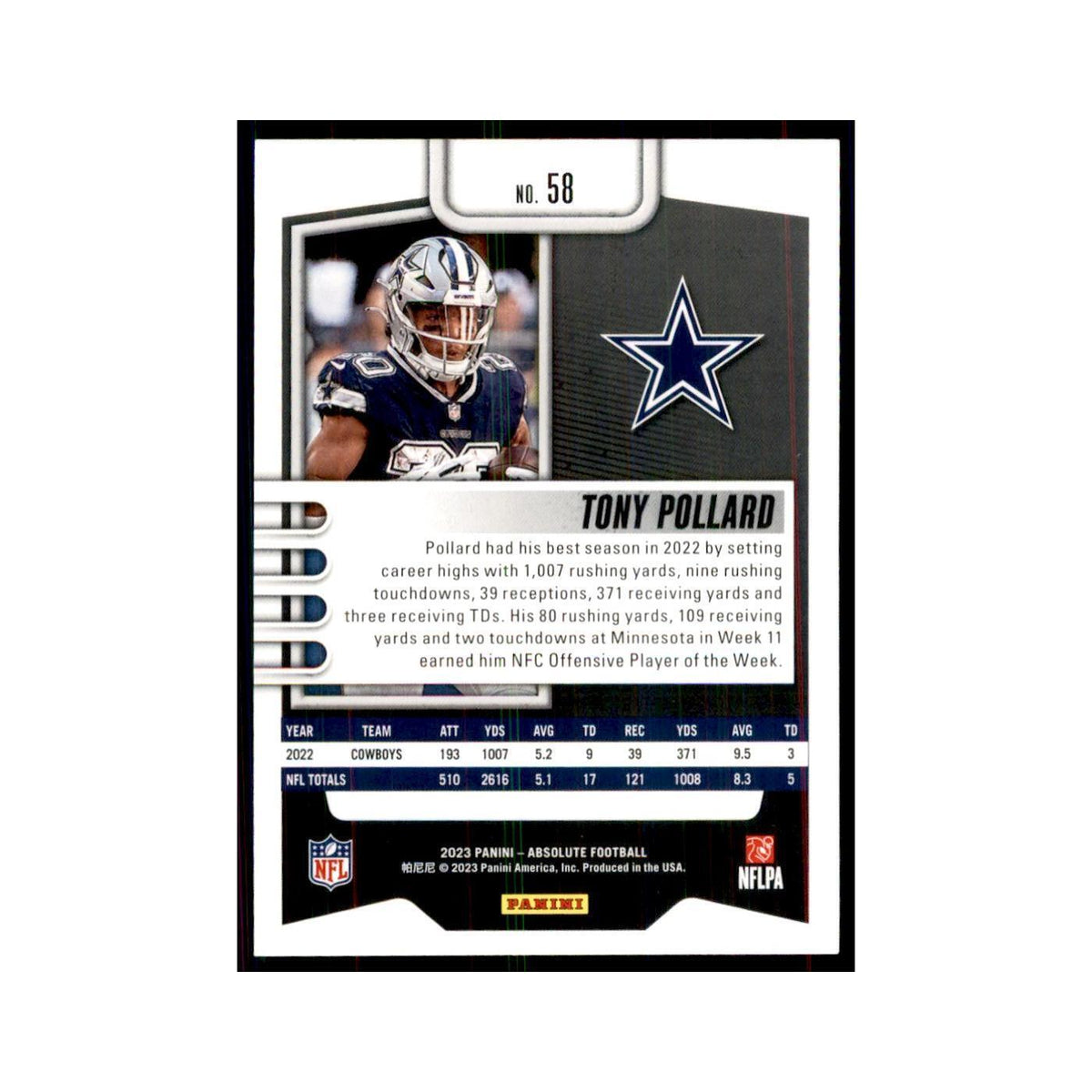 2023 Panini Absolute Tony Pollard Cowboys #58