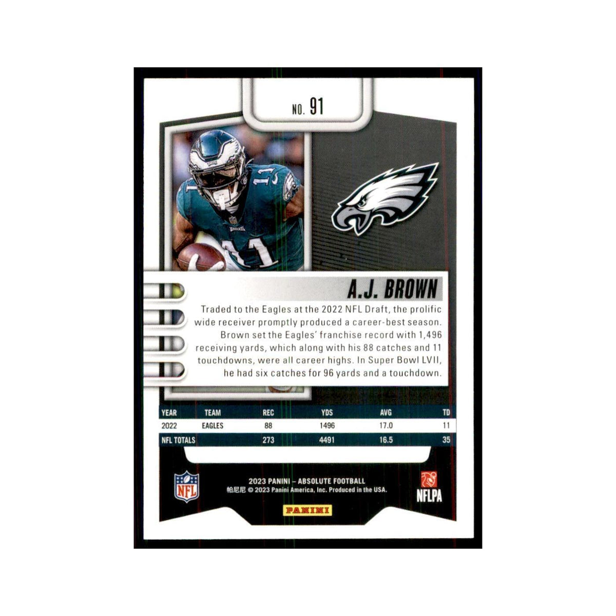 2023 Panini Absolute A.J. Brown Eagles #91