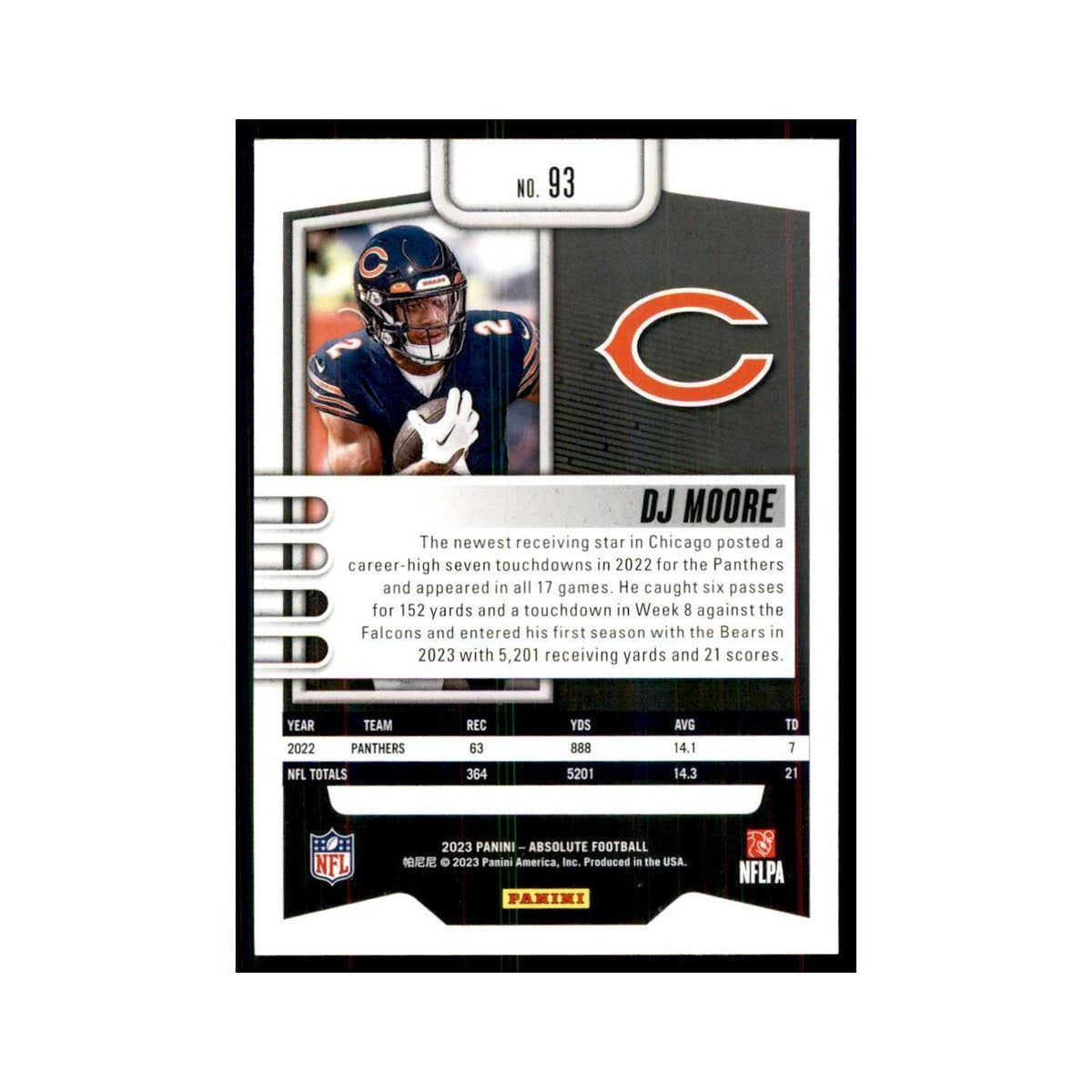2023 Panini Absolute DJ Moore Bears #93