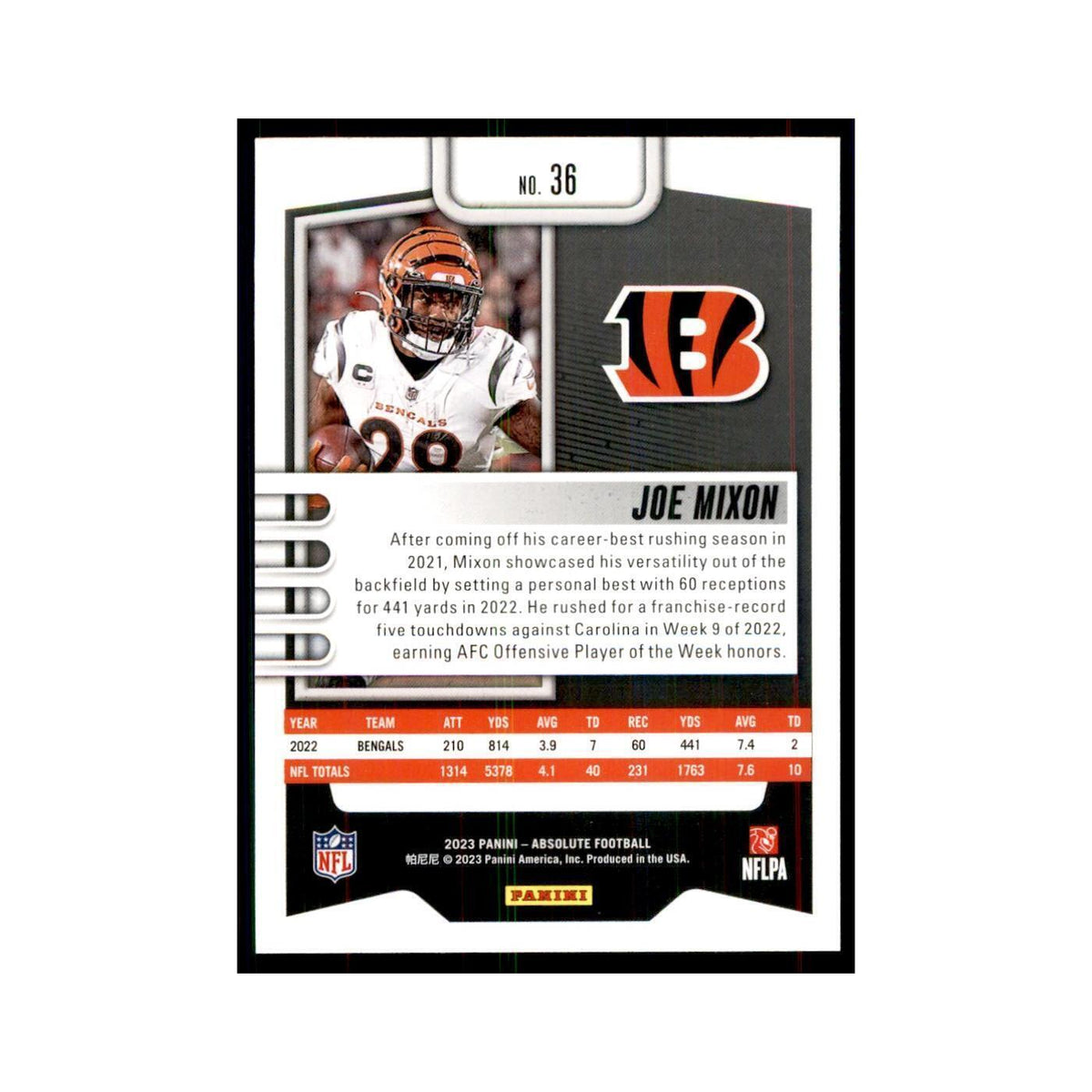 2023 Panini Absolute Joe Mixon Bengals #36