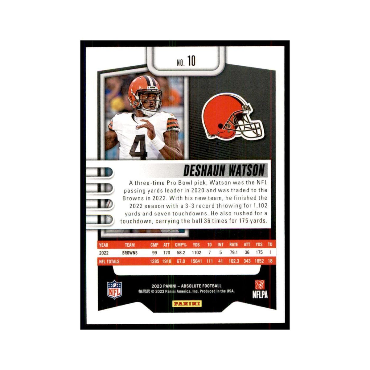 2023 Panini Absolute Deshaun Watson Browns #10
