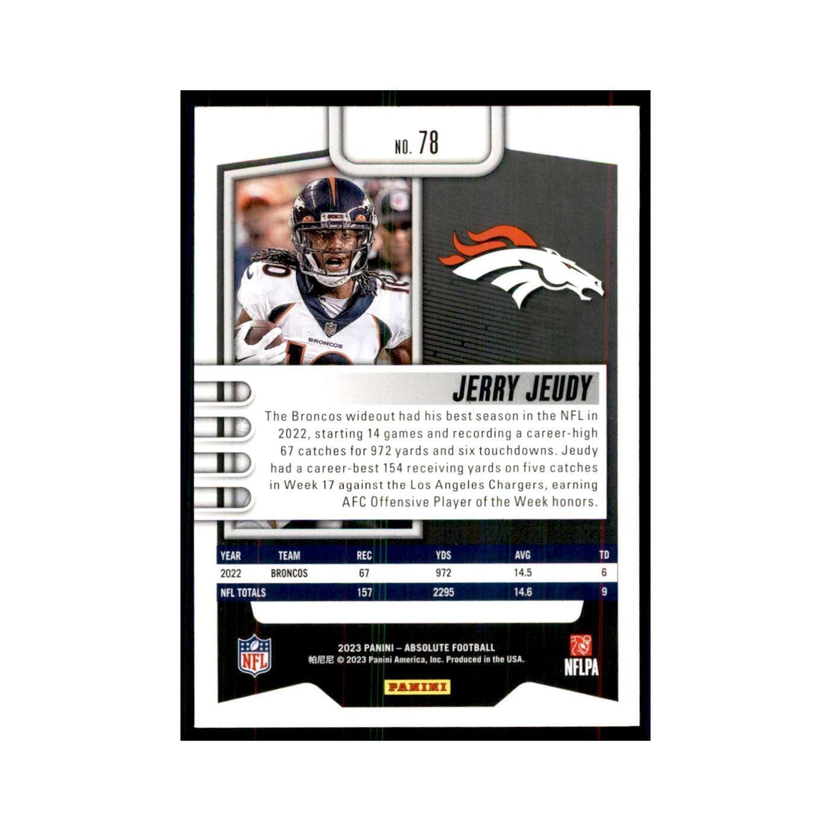 2023 Panini Absolute Jerry Jeudy Broncos #78