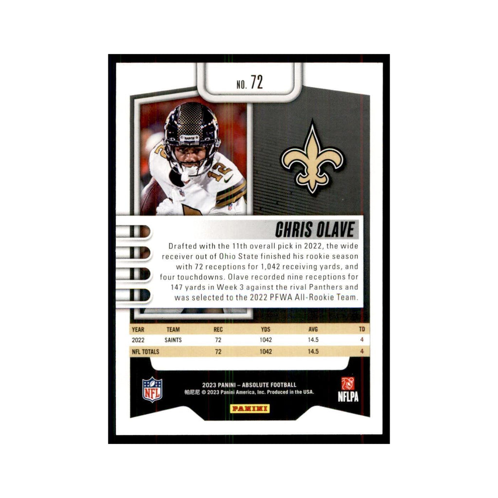 2023 Panini Absolute Chris Olave Saints #72