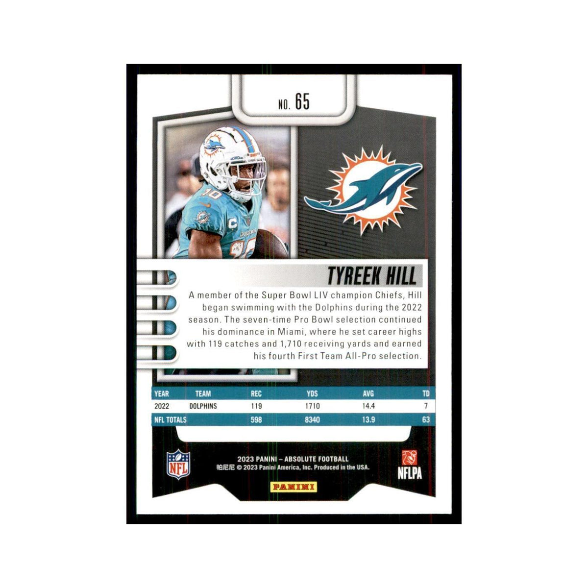 2023 Panini Absolute Tyreek Hill Dolphins #65